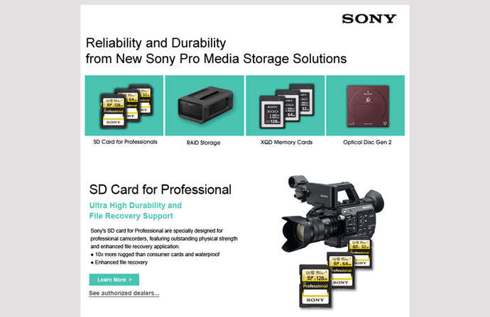 Sony Pro Media Email Blast